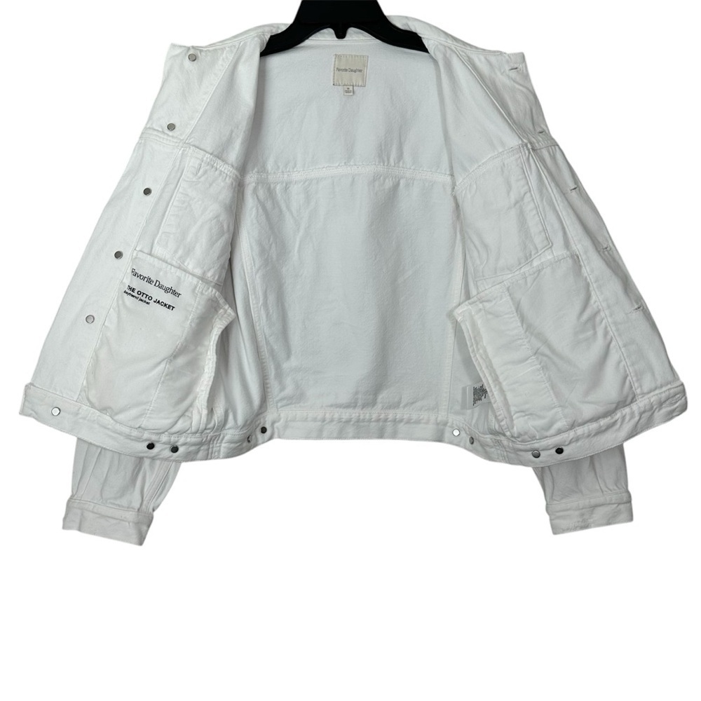 Anthropologie Favorite Daughter White Otto Boyfriend Jacket Rigid Denim size XS - Picture 9 of 16